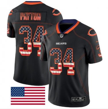 Walter Payton #34 Chicago Bears Rush Limited Player Jersey Men's Black USA Flag Size XL