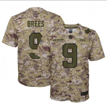 Drew Brees #9 New Orleans Saints Salute to Service Limited Player Jersey Youth Camo Size S