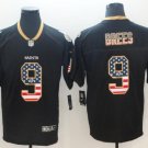 Drew Brees #9 New Orleans Saints Rush Limited Player Jersey Men's Black USA Flag Size M