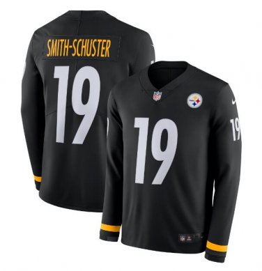 JuJu Smith-Schuster #19 Pittsburgh Steelers Therma Long Sleeve Jersey Men's Black Size XXL