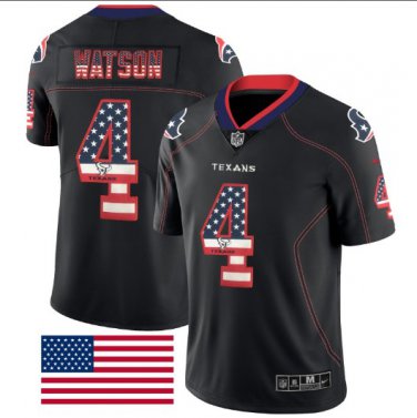 Deshaun Watson #4 Houston Texans Limited Player Jersey Men's Black National Flag Size XXXL