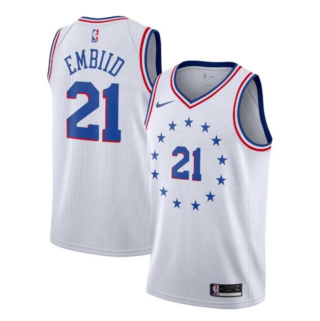 Joel Embiid #21 Philadelphia 76ers 2018/19 Swingman Men's Jersey Earned ...