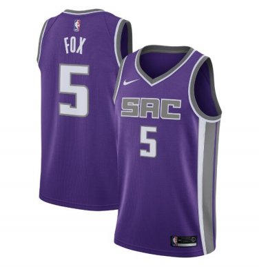De'Aaron Fox #5 Sacramento Kings Swingman Men's Jersey Purple Icon Edition Size M