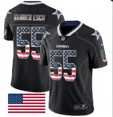 Leighton Vander Esch #55 Dallas Cowboys Rush Limited Player Jersey Men's Black USA Flag Size M