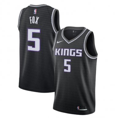 De'Aaron Fox #5 Sacramento Kings Swingman Men's Jersey Black Statement Edition Size M
