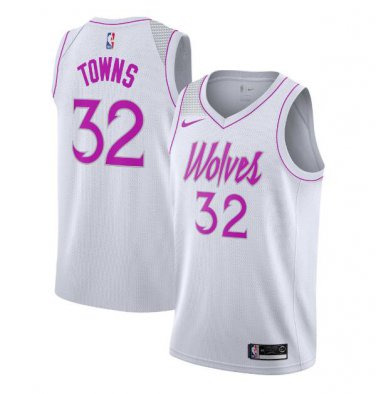 Karl-Anthony Towns #32 Minnesota Timberwolves 2018/19 Men's Jersey Earned Edition White Size XXL
