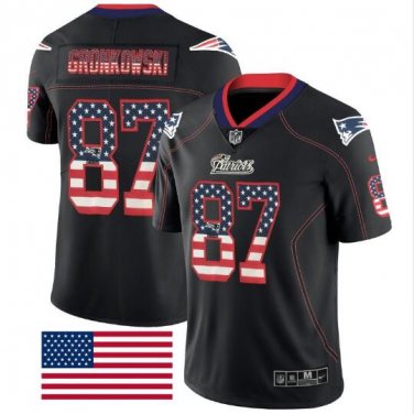 Rob Gronkowski #87 New England Patriots Rush Limited Player Jersey Men's Black USA Flag Size S