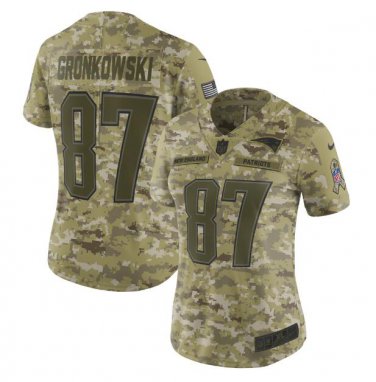 Rob Gronkowski #87 New England Patriots Salute to Service Limited Player Jersey Women's Camo Size XL