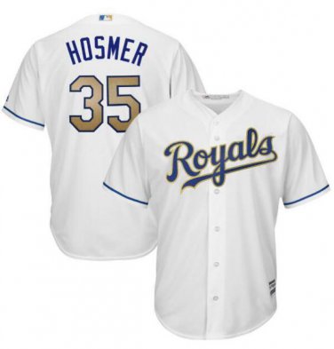 Eric Hosmer #35 Kansas City Royals Cool Base Gold Program Player Men's Jersey White Size XL