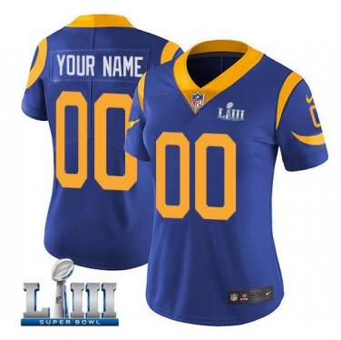 Custom Los Angeles Rams 2019 Super Bowl LIII Limited Jersey Women's Royal Size S M L XL XXL
