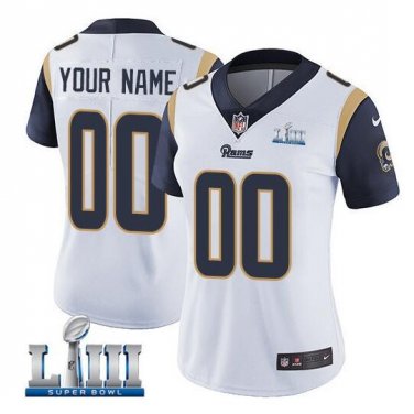 Custom Los Angeles Rams 2019 Super Bowl LIII Limited Jersey Women's White Size S M L XL XXL