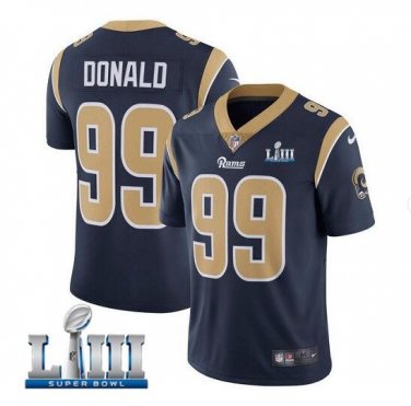 Aaron Donald #99 Los Angeles Rams 2019 Super Bowl LIII Limited Player Jersey Men's Navy Size XXXL