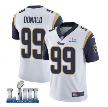 Aaron Donald #99 Los Angeles Rams 2019 Super Bowl LIII Limited Player Jersey Men's White Size S