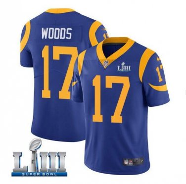 Robert Woods #17 Los Angeles Rams 2019 Super Bowl LIII Limited Player Jersey Men's Royal Size L