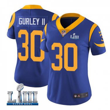 Todd Gurley II #30 Los Angeles Rams 2019 Super Bowl LIII Limited Player Jersey Women's Royal Size L