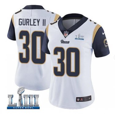 Todd Gurley II #30 Los Angeles Rams 2019 Super Bowl LIII Limited Player Jersey Women's White Size S