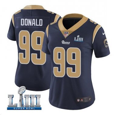 Aaron Donald #99 Los Angeles Rams 2019 Super Bowl LIII Limited Player Jersey Women's Navy Size L