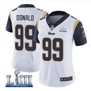 Aaron Donald #99 Los Angeles Rams 2019 Super Bowl LIII Limited Player Jersey Women's White Size XL