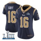 Jared Goff #16 Los Angeles Rams 2019 Super Bowl LIII Limited Player Jersey Women's Navy Size XL