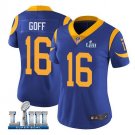 Jared Goff #16 Los Angeles Rams 2019 Super Bowl LIII Limited Player Jersey Women's Royal Size L