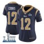 Brandin Cooks #12 Los Angeles Rams 2019 Super Bowl LIII Limited Player Jersey Women's Navy Size XXL
