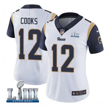 Brandin Cooks #12 Los Angeles Rams 2019 Super Bowl LIII Limited Player Jersey Women's White Size M