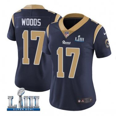 Robert Woods #17 Los Angeles Rams 2019 Super Bowl LIII Limited Player Jersey Women's Navy Size XXL