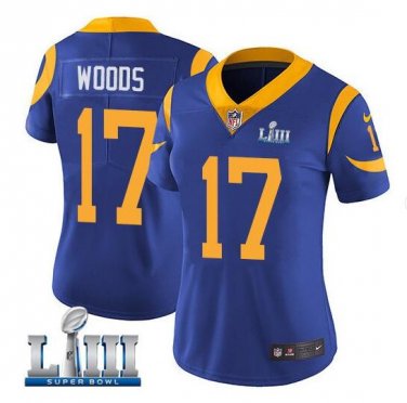 Robert Woods #17 Los Angeles Rams 2019 Super Bowl LIII Limited Player Jersey Women's Royal Size S