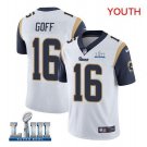 Jared Goff #16 Los Angeles Rams 2019 Super Bowl LIII Limited Player Jersey Youth White Size M