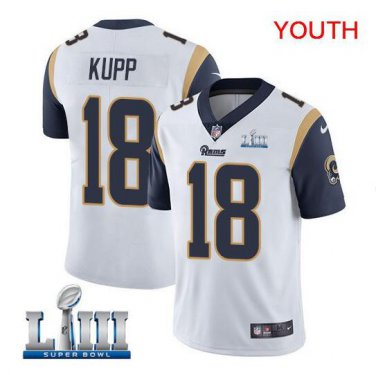 Cooper Kupp #18 Los Angeles Rams 2019 Super Bowl LIII Limited Player Jersey Youth White Size S