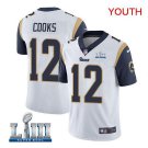 Brandin Cooks #12 Los Angeles Rams 2019 Super Bowl LIII Limited Player Jersey Youth White Size M
