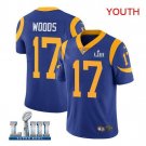 Robert Woods #17 Los Angeles Rams 2019 Super Bowl LIII Limited Player Jersey Youth Royal Size S