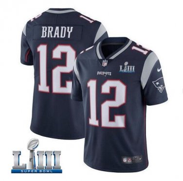 Tom Brady #12 New England Patriots 2019 Super Bowl LIII Limited Player Jersey Men's Navy Size M