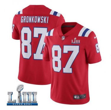 Rob Gronkowski #87 New England Patriots 2019 Super Bowl LIII Limited Player Jersey Men's Red Size S