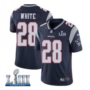 James White #28 New England Patriots 2019 Super Bowl LIII Limited Player Jersey Men's Navy Size XXL