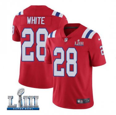James White #28 New England Patriots 2019 Super Bowl LIII Limited Player Jersey Men's Red Size XXL