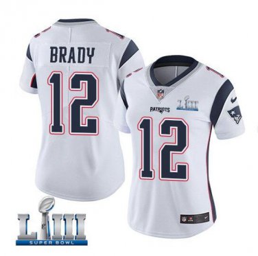 Tom Brady #12 New England Patriots 2019 Super Bowl LIII Limited Player Jersey Women's White Size XL