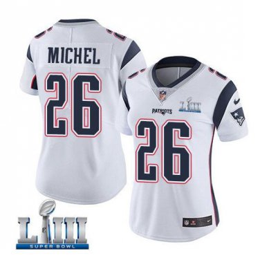 Sony Michel #26 New England Patriots 2019 Super Bowl LIII Limited Player Jersey Women's White Size M