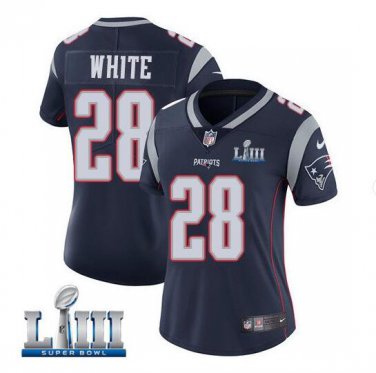 James White #28 New England Patriots 2019 Super Bowl LIII Limited Jersey Women's Navy Size XXL