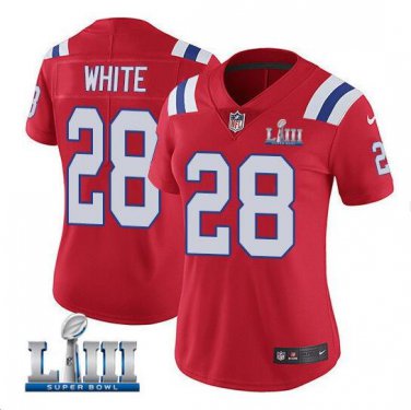James White #28 New England Patriots 2019 Super Bowl LIII Limited Player Jersey Women's Red Size L