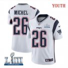 Sony Michel #26 New England Patriots 2019 Super Bowl LIII Limited Player Jersey Youth White Size S