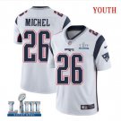 Sony Michel #26 New England Patriots 2019 Super Bowl LIII Limited Player Jersey Youth White Size L