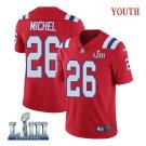 Sony Michel #26 New England Patriots 2019 Super Bowl LIII Limited Player Jersey Youth Red Size XL