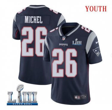 Sony Michel #26 New England Patriots 2019 Super Bowl LIII Limited Player Jersey Youth Navy Size XL