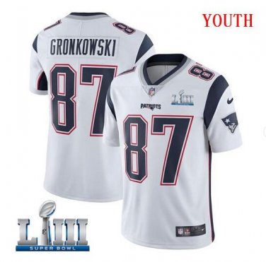 Rob Gronkowski #87 New England Patriots 2019 Super Bowl LIII Limited Jersey Youth White Size M