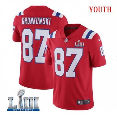 Rob Gronkowski #87 New England Patriots 2019 Super Bowl LIII Limited Jersey Youth Red Size M