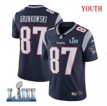 Rob Gronkowski #87 New England Patriots 2019 Super Bowl LIII Limited Jersey Youth Navy Size XL