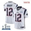 Tom Brady #12 New England Patriots 2019 Super Bowl LIII Limited Player Jersey Youth White Size L