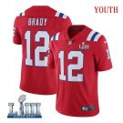 Tom Brady #12 New England Patriots 2019 Super Bowl LIII Limited Player Jersey Youth Red Size S