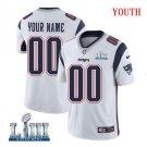 Custom New England Patriots 2019 Super Bowl LIII Limited Jersey Youth White Size S M L XL